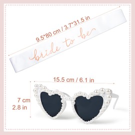 COLOFALLA JGA Accessoires Frauen Set Junggesellenabschied Set Weiß Frauen Braut Partydeko Bride To Be Schärpe Herz Brille Schleife Schleier Bride To Be Deko für Hochzeit