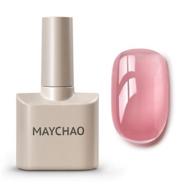 MAYCHAO 15ML Fumes Pink Builder Nail Gel 7 in 1 Fumes Pink Builder Strengthener Gel Nail Polish for Nail Extension, Hard Gel Builder Base Gel Rhinestone for Valtines Home Manicure, 0.5 OZ-19