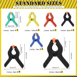 Mardatt 22Pcs 2" 3" 4" Heavy Duty Spring Clamps, 5 Colors Plastic Clamps Nylon Spring Clamps Backdrop Clips Clamps Small Spring Clips Clamps Jaw Opening Clamps for Photography Gluing Crafts