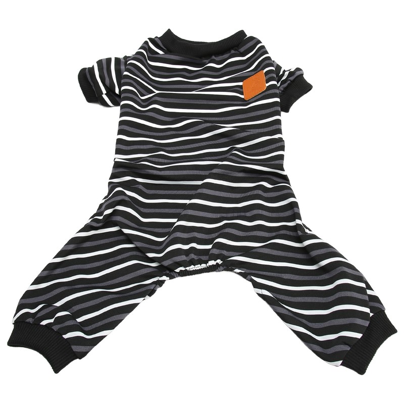 Dog Pajamas Warm 4 Legged High Collar Soft Stretchy Striped