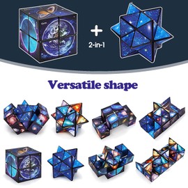 Star Cube Magic Cube, 2 in 1 Infinity Cube 3D Puzzle Cube Fidget Toy for Kids Adults Birthday Christmas Xmas Gifts, Educational Fidgets Cube for Boys Girls Toys 3-12 Years Old (Blue)