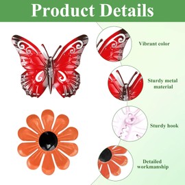 Raheem 12 Pieces Garden Ornaments Outdoor Butterfly Wall Decor, Flowers Garden Decorations Sculpture Ornaments for Indoor Yard Sheds Home Walls Fences Bedroom Living Room