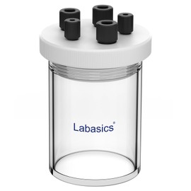 Labasics Electrolytic Cell, Single-Chamber Borosilicate Sealed Electrochemical Cell Kit Reactor Electrolyzer with 5-Hole PTFE Lid, 100 ml