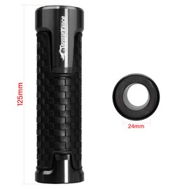 CNC Aluminum Motorcycle Handlebar Grip, Rubber End Plug 7/8" 22mm - for 250 CB599 CB600 CB900F Hornet Motorcycle Universal Handlebar Grips (Black)