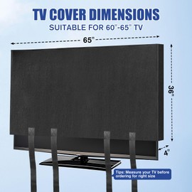 Wibeelee TV Cover Moving Dust Anti-Scratch TV Screen Cover Fits 60"-65" TV with Bottom Strap for Protection TV Moving Home Renovation Pet Scratch or Other Furniture(65”)