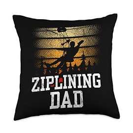 Ziplines Fun Zip Zipliner Team Father's Day Dad Hobby Zipline Sports Sayings Father Daddy Papa Throw Pillow, 18x18, Multicolor