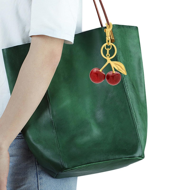 Auony Glitter Cherry Bag Charm, Cherry Keychain Accessory Purse Charm