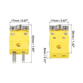 MECCANIXITY Mini K Type Thermocouple Wire Connectors Male Female Plug Adapter High Temperature 220°C(428°F) with Fixing Clamp for Thermocouple Sensor
