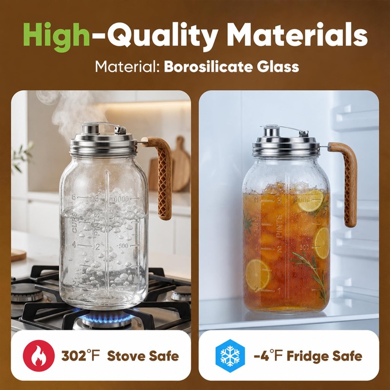 2 Pack 64 oz Glass Mason Jar Pitchers with Lids,