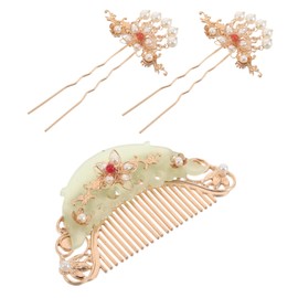 Ipetboom 3pcs Chinese Hair Sticks and Comb Set Lightweight Acetate Metal Hairpins Hold for Hanfu Traditional Hairstyles Daily Wear Special Occasions