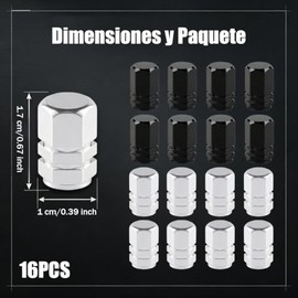 KEUF 16 Piezas Tapones para Llantas de Carro Universales | Cubre Válvulas de Aluminio Anticorrosión Ideal para Automóvil, Camioneta, Motocicleta y Bic