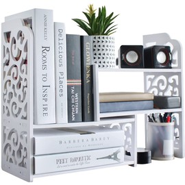 YGYQZ YGYQZ Small Bookshelf for Desktop Storage, Mini Cute Office Desk Shelves White Versatility Organizers for Women, Kids