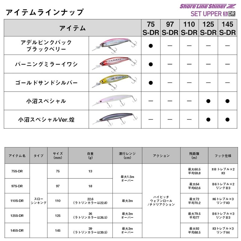 DAIWA Shoreline Shiner Z Set Upper 97S-DR Lure, Design: Chart