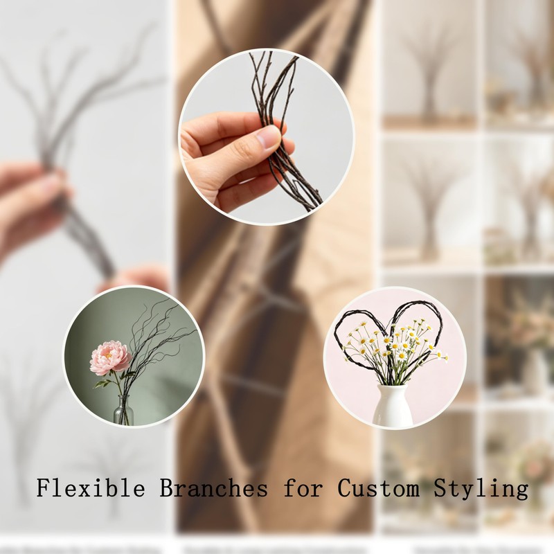 5 Pack Fake Branches Curly Willow Decorative Stems Brown
