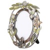 ChezMax Stylish Green Flower and Butterfly Pattern Ellipse Metal Photo