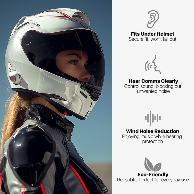 Motorcycle Ear Plugs 2 Pairs, Wind Noise Reduction & Prevent