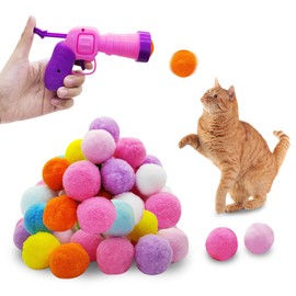 Andiker Cat Ball Launcher, 100pcs 1.2in Plush Colorful Cat Pom Pom Balls Launcher Cat Toys for Indoor Cats Interactive Cat Toys for Indoor Cats to Keep Fit Christmas Cat Toy (30pcs, Purple)