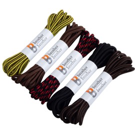 BB BROTHER BROTHER Colored Replacement Boot Laces [5 Pairs] of Heavy Duty Durable and Tough Round Shoe laces for Outdoor, Mountaineering, Winter, Work, Hiking, Hunting, Walking Boots Shoelaces/Strings
