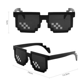 O-Kinee Pixel Mosaic Glasses, Pack of 3, MLG Glasses, Pixel Glasses, Funny Toy, Mosaic Sunglasses, Ideal for Parties and Fancy Dress (Pack of 3)