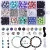 Colle 419pcs Lava Stone Crystal Alloy Beads Kit 8mm Chakra