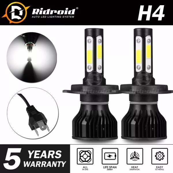 RIDROID 2400W 360000LM 4 Sides LED Headlight H4 9003 High/Low