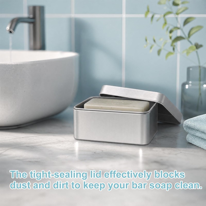 3pcs Soap Tin, 180 ml/150 ml, Aluminum, with 3 Soap