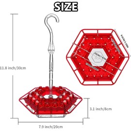Lyyxjsltd 2025 Upgraded Hummingbird Feeder with Perch & Ant Moat, 10oz Outdoor Hanging Bird Feeder for Garden, 5 Feeding Ports to Attract Wild Birds (3)
