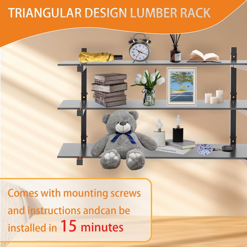 Cyhwealth Lumber Rack Wall Mount, Heavy Duty Wood Storage Racks,