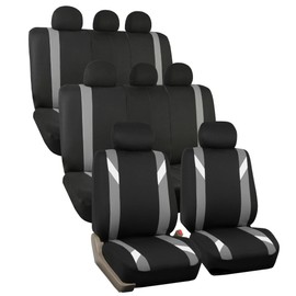 FH Group FH-FB033128 Three Row-Premium Modernistic Seat Covers Gray/Black- Fit Most Car, Truck, SUV, or Van