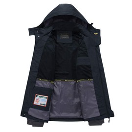 Spmor Men's Outdoor Sports Hooded Windproof Jacket Waterproof Rain Coat Black X-Large