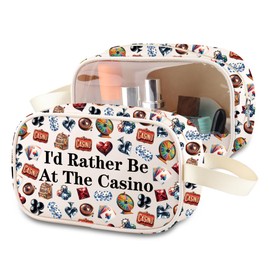 MNIGIU Gambling Gift I'd Rather Be At The Casino Clear Cosmetic Bag Casino Player Gift Lucky Dice Makeup Bag Gambler Gift (Casino Clear Cosmetic Bag)