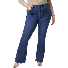 Women's Plus Size HyperDenim Super Stretchy Flare Jeans, S02, 2X