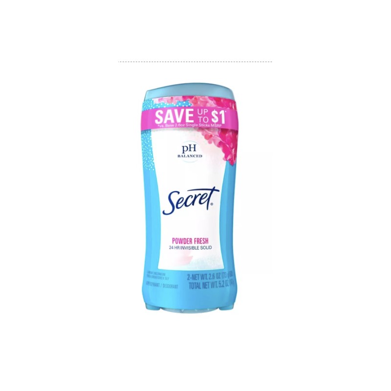 Secret Invisible Solid Antiperspirant and Deodorant, Powder Fresh, Twin Pack,