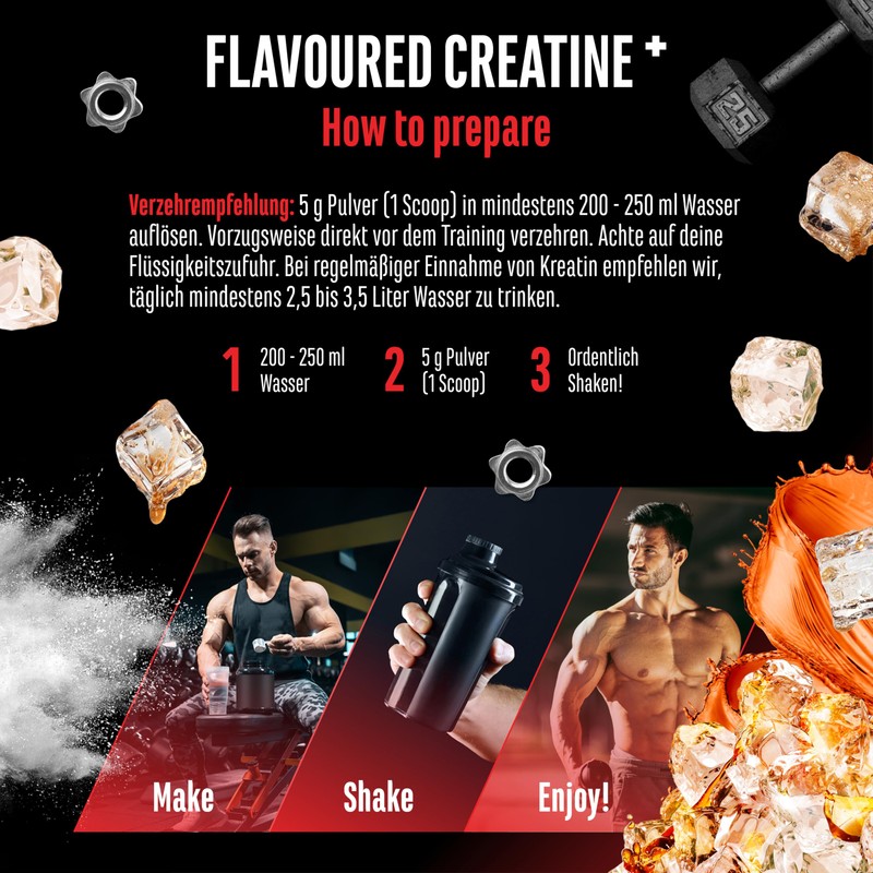 Flavoured Creatine Pulver - 550g - Creatin Monohydrat + L-Taurin
