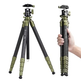 Cayer CH35 Travel Camera Tripod with Ball Head, Compact Carbon Fiber Tripod, 53.6" Compact Camera Stand，Max Load 17.6lbs for Mirrorless Cameras Video Camcorder Mobile Phone Webcam