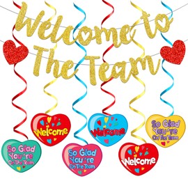 Gold Glittery Welcome To The Team Banner And Welcome Sign Hanging Decorations New Employee Welcome Banner Welcome Decorations for Office Party