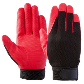Fuji Gloves Digi Red Digi Black PU Synthetic Leather Gloves, Soft Specifications, Washable, Velcro Wrist Type, Pack of 10 (M, Red)