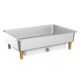 DOUNAPI Stainless Steel Sifting Litter Box for Pine Pellet Cat Litter Non Clumping Litter System with Dust Collecting Drawer