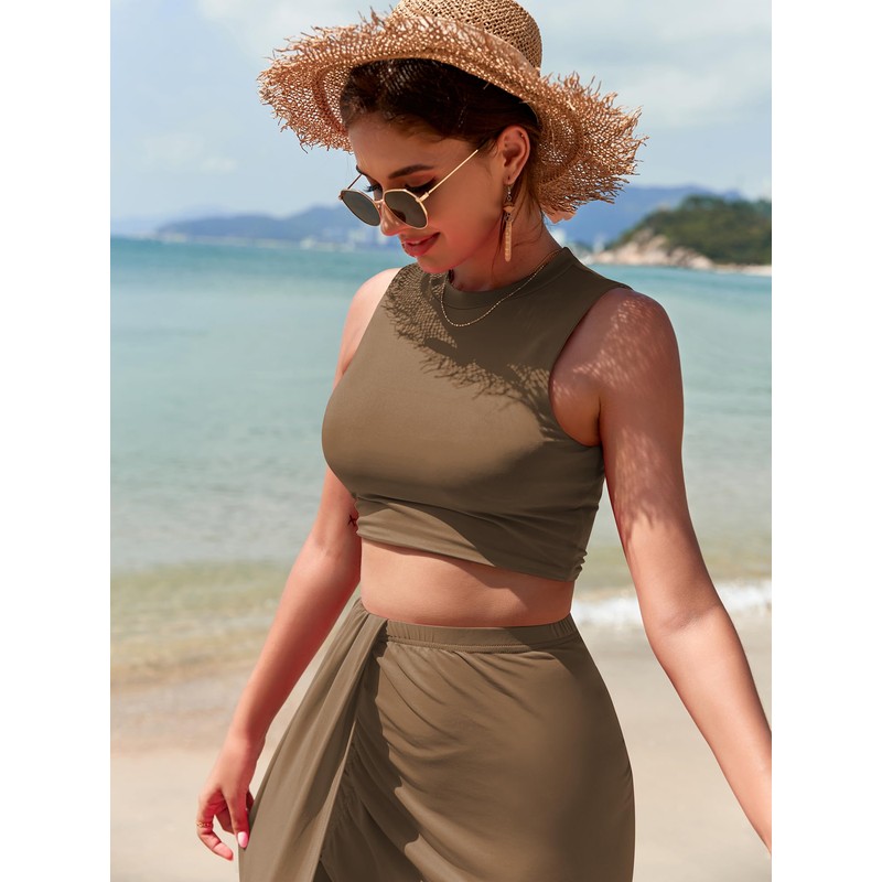 ZAFUL Women's Casual Sleeveless Summer Two Piece Outfits Crop Top