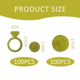 100 Pieces Of Party Decoration Ring Confetti, 100 Pieces Of Golden Heart Confetti, Engagement Party Decorations, Sparkly Ring Confetti, Decorative Confetti