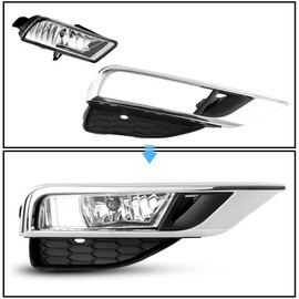 ECOTRIC Fog Lights Compatible with 2015 2016 Honda CR-V CRV Replacement for 33900T1WA11 33951T1WA11 HO2592140 HO2593140 Driving Bumper Fog Lamps + Bulbs + Switch(Clear Lens+Silvery bezel