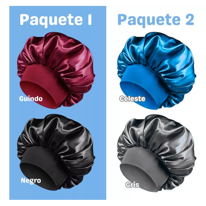 Universo en Linea 2 Gorro Satén Seda Dormir Sombrero Elástico