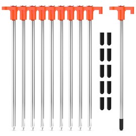hoinya 10 Pack Tent Pegs, Metal Heavy Duty Camping Pegs Rustproof Hard Ground Tent & Awning Peg for Football Net, Tents,Tarpaulin, Canopies, Garden, Hiking, Outdoor