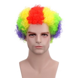 AICKER Short Afro Kinky Curly Wig for Men Women, Synthetic Funny Cosplay Wigs, Costume Party Hair Replacement Heat Resistant Fiber (MixColor)