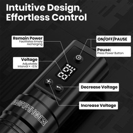 Wormhole Tattoo 60Pcs Aluminum Tattoo Gun Wireless Tattoo Kit with 1300mAh Battery - Complete Tattoo Machine Kit for Beginners Artist - Black WTK328