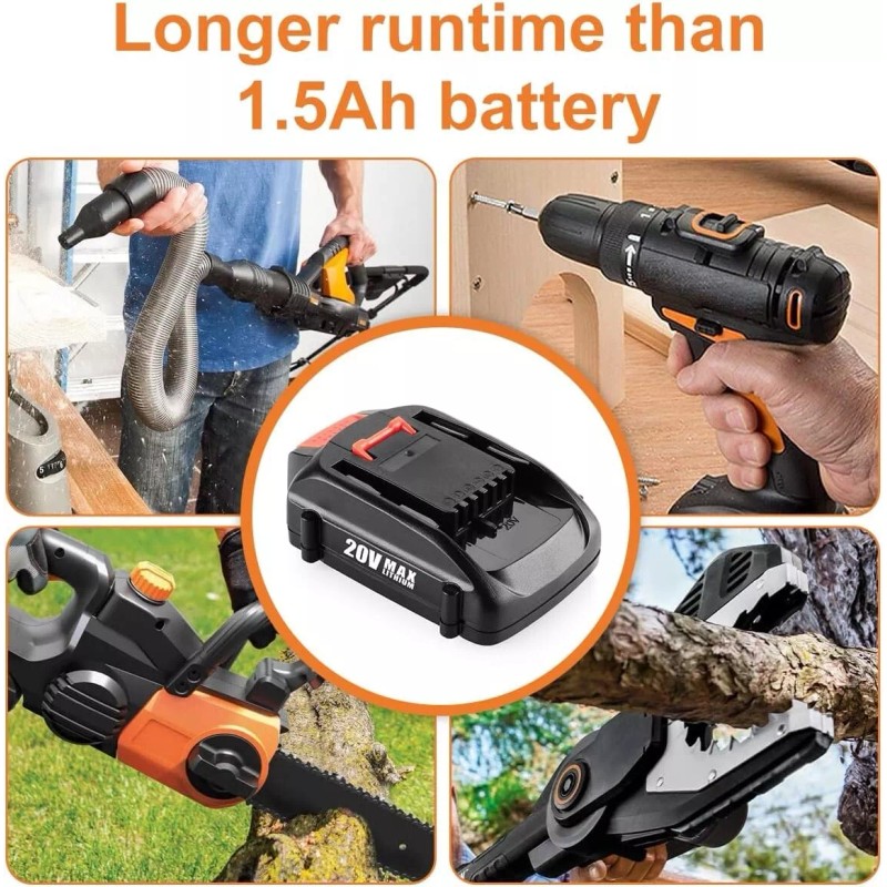 For WORX 2pack For WORX 20V MAX Extend Lithium Battery