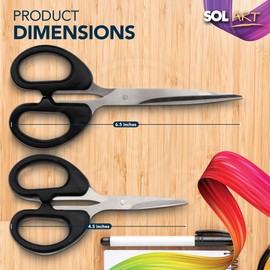 SOL 2pk Craft Scissors for Adults, Different Size Multipurpose Sharp Paper Scissors for Sewing, Scrapbooking, Precision Cutting Scissors for Crafting, Stationery Small Sharp Scissors for Home & Office