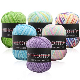 6 Pack Large Yarn Skeins Assorted Colors Crochet Wool, Acrylic Yarn Skeins, Yarn Wool for Crochet Bundle Soft for Knitting Crafts, Wool for Knitting 50g Balls