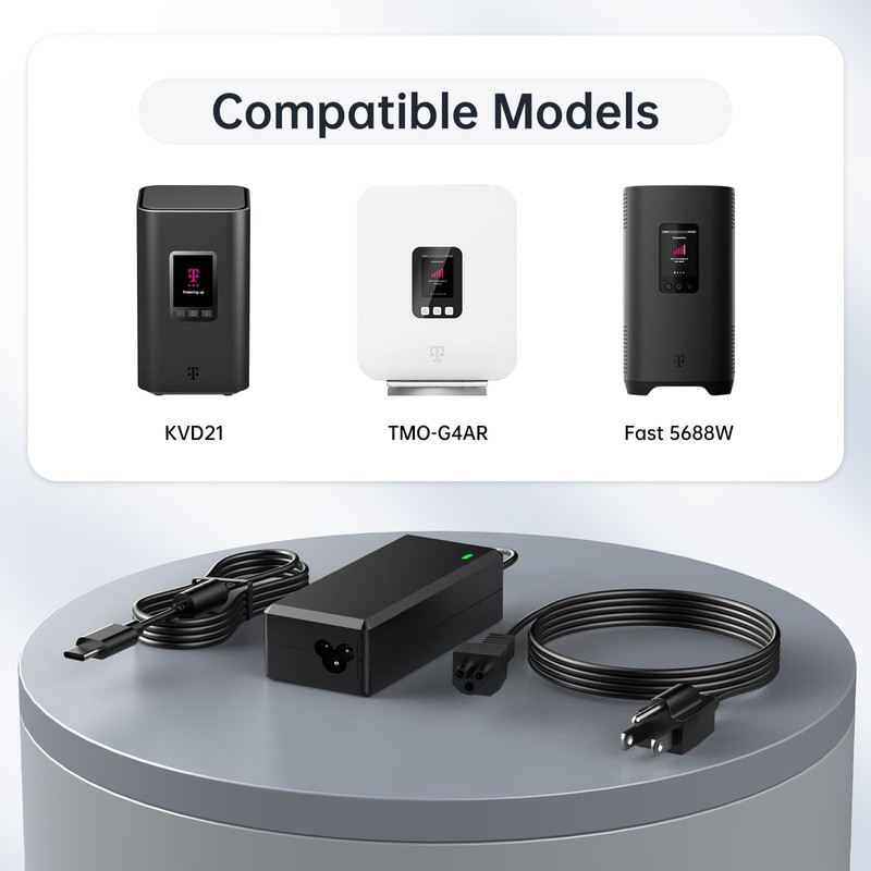 65W Power Cord for T-Mobile 5G Internet Gateway, AC Adapter
