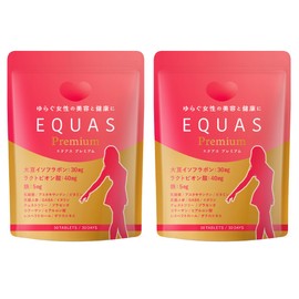 EQUAS Premium エクオール 生成 大豆イソフラボン 30㎎ ラクトビオン酸 40㎎ 鉄5㎎ 乳酸菌 アスタキサンチン 高麗人参 GABA コラーゲン １4種類の女性サポート成分配合 国内製 30日分 (2袋)